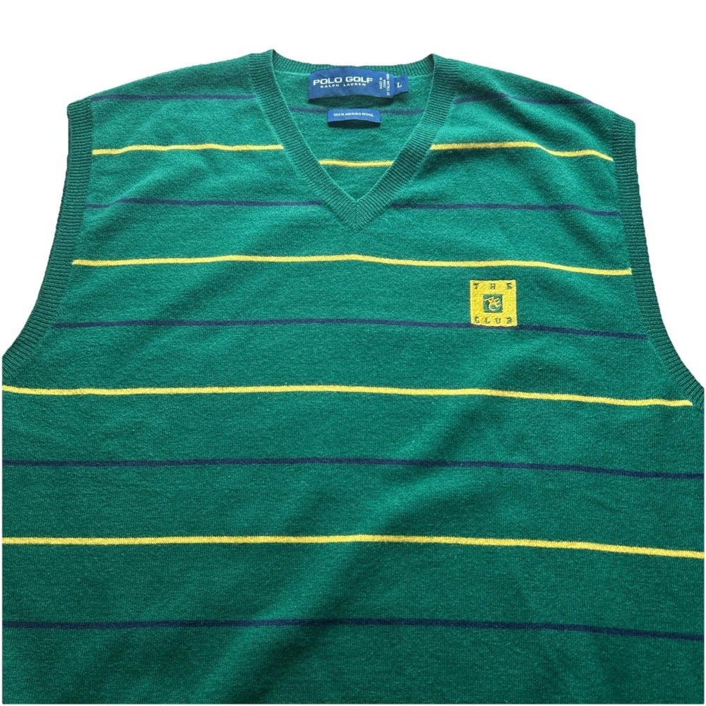 Polo Golf‎ Ralph Lauren Men's Large 100% Merino Wool Sweater Vest "The Ace Club"